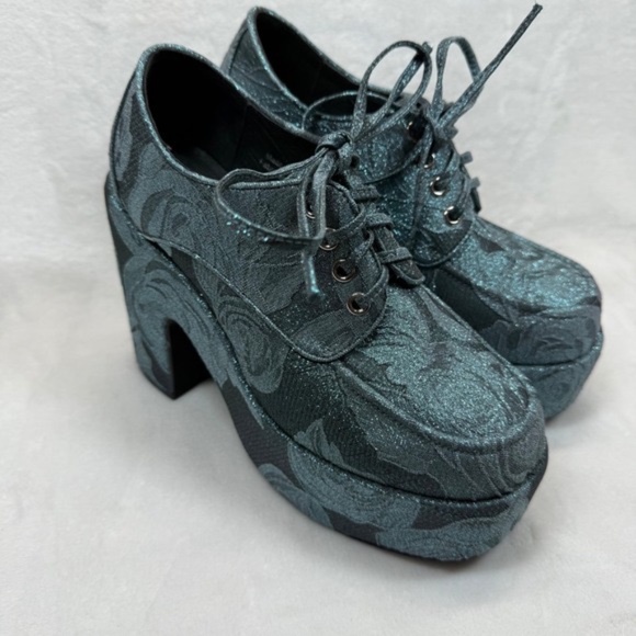 Jeffrey Campbell Shoes - Jeffrey Campbell Shaggin Platform Heels Floral Lace Up Block Heel Shoes 8.5M